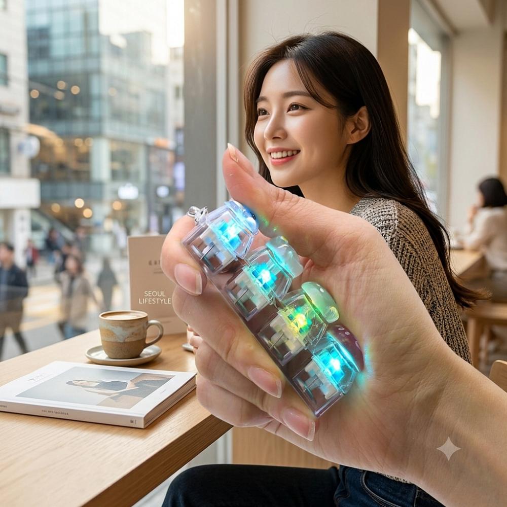 LED 키캡키링 키보드 열쇠고리 딸각이 클릭커 키홀더 스트레스 4구 - 상세 이미지 2