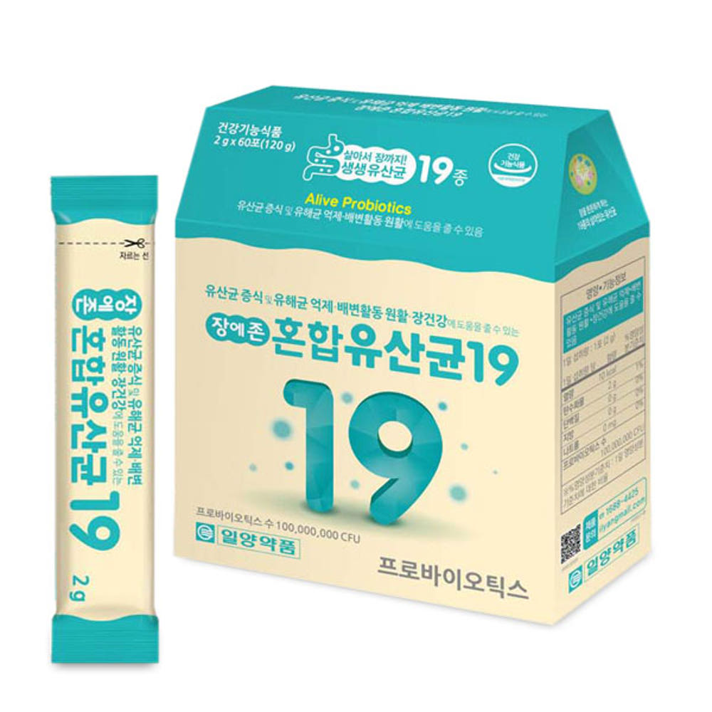 일양약품 장에존혼합 유산균19 프로바이오틱스 장건강 60포 2개월분 - 상품 이미지