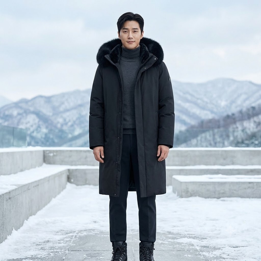 네파 역시즌 남자 겨울 아웃도어룩 고어텍스 프리미엄 구스다운 롱다운 패딩점퍼 - 상품 이미지