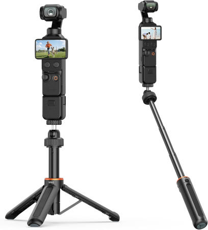 [해외]VRIG 오스모 포켓 4/3 삼각대 6인치(4cm) 셀카봉 360° 볼 헤드 스탠드 길이 조절 가능 휴대용 경량 접이식 여행용 /4 나사 사양 DJI 포켓4와 호환