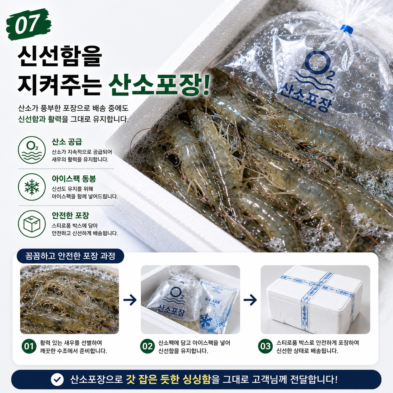 고흥산 활 흰다리새우 횟감용 500g 20~23미 산소포장 이미지 8