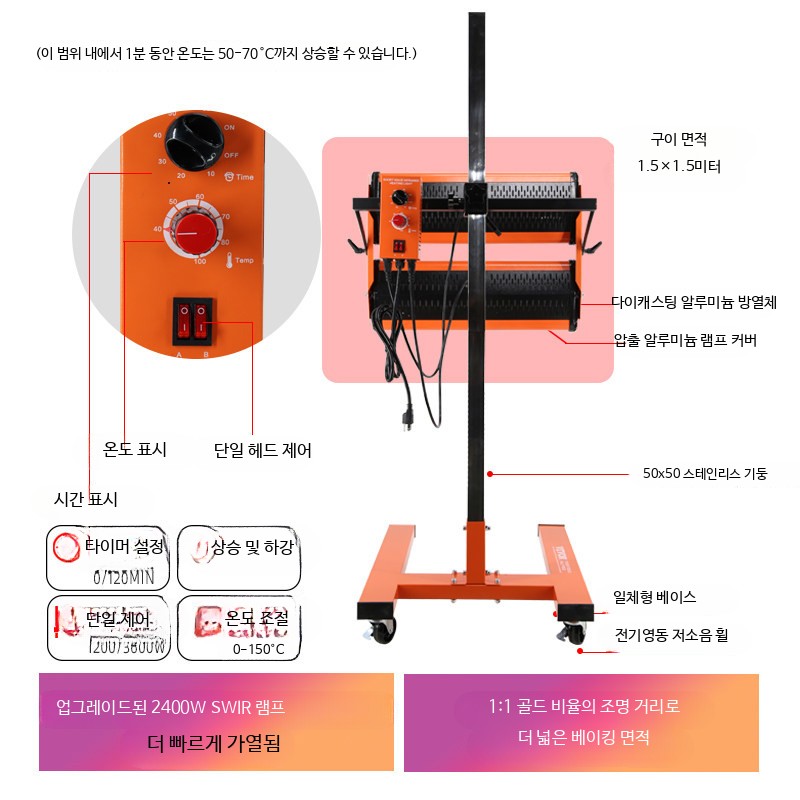 적외선 건조기 도색 정비소 열처리 도장설비 자동차 2600W - 상세 이미지 5
