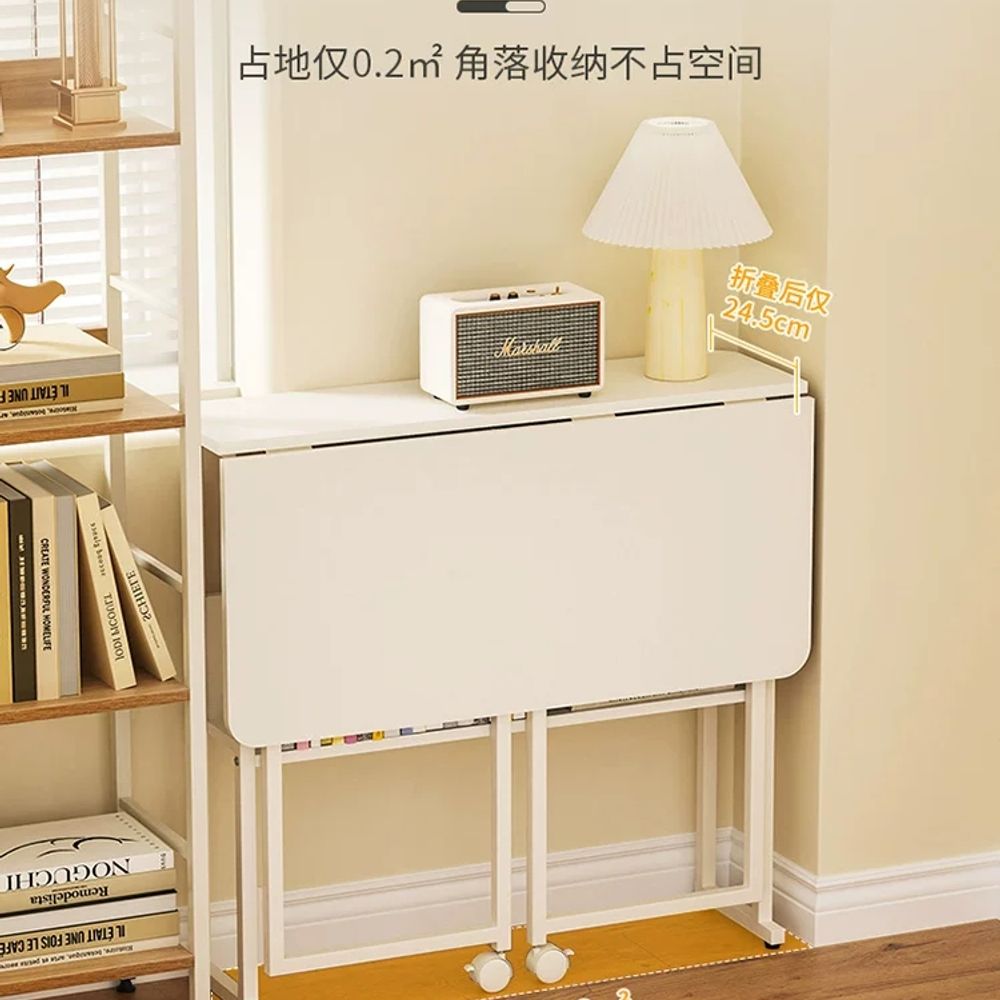 바퀴달린 접이식책상 슬림 사이드 이동식테이블 화이트 소형 무배 단일책 A. 80cm 화이트 - 상세 이미지 2