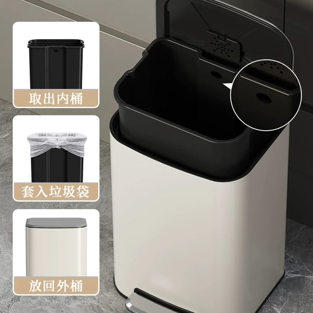 대용량 쓰레기통 휴지통 뉴 60L 스페이스실버 가정용 업소용 스테인레스 A. 9L 흰색은색 - 상세 이미지 2