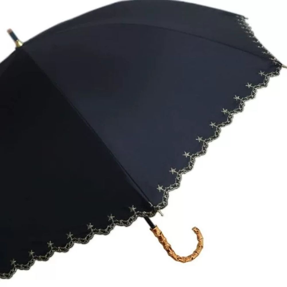 장양산 대나무 손잡이 우산 우양산 블루 긴양산 핸들 A. 점선 테두리 검정, A. 50cm - 상세 이미지 5