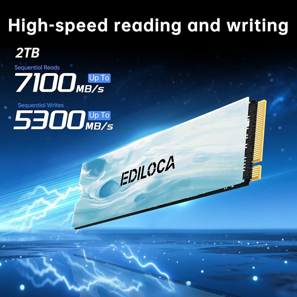 Ediloca EN880E M.2 SSD 2TB NVMe M2 2280 PCIe Gen 4x4, 최대 7100MB/s 읽기, 노트북 데스크탑용 내장 솔리드 스테이트 드라이브 - 상세 이미지 2