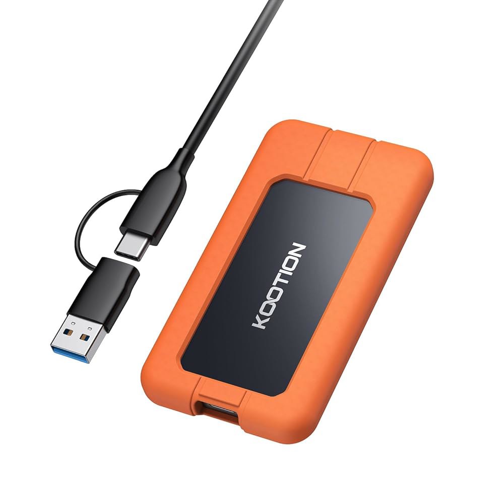 KOOTION 2TB 휴대용 SSD USB-C 최대 2000MB /s USB 3.2 외장 솔리드 스테이트 드라이브, 보호 케이스 충격 방지 방수 타입-C 드라이브 PC/Mac용 - 상세 이미지 2