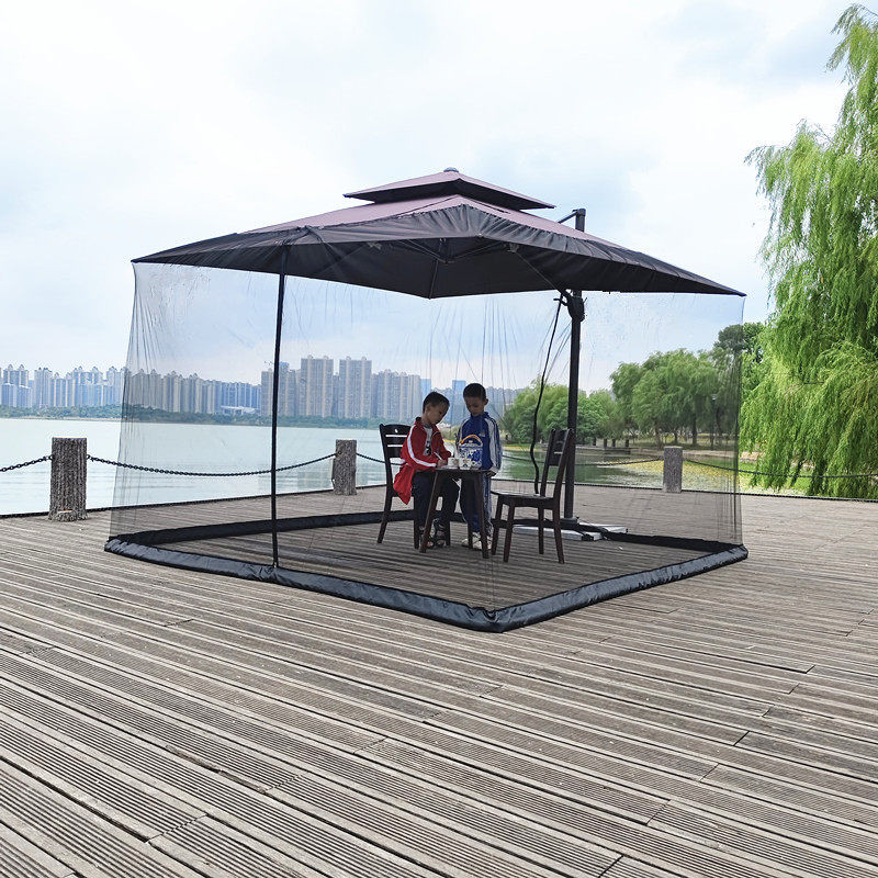 모기장 파라솔 그물망 커버 야외 천막 벌레 물림 방지 270x230cm 모기장 파라솔 세트 - 상품 이미지