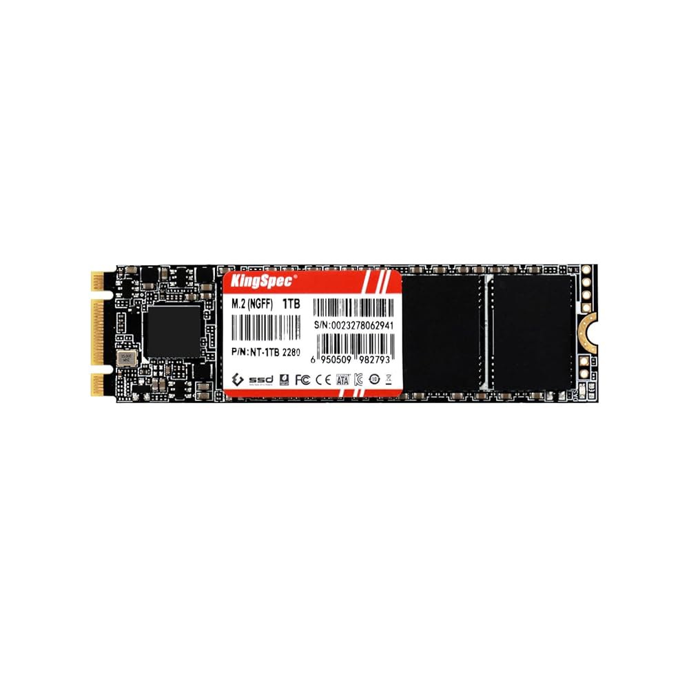KingSpec 1TB M.2 SATA 2280 SSD, NVMe 슬롯용이 아님, 노트북/데스크탑용 업그레이드, III 6Gb/s, B+M 키, 최대 550MB/s 512GB - 상품 이미지