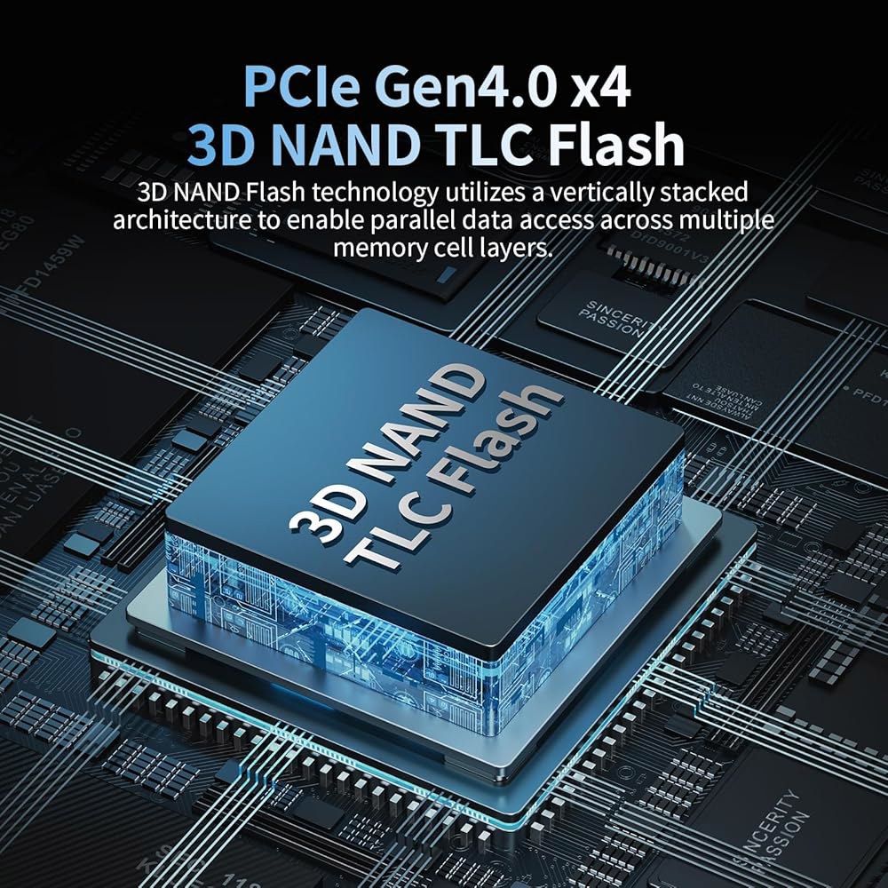 Ediloca 1TB SSD NVMe M.2 2280 PCIe Gen4 x4 내장 솔리드 스테이트 드라이브 - 최대 7400MB/s, PS5 다이내믹 SLC 캐시, 게임용 PC - 상세 이미지 3