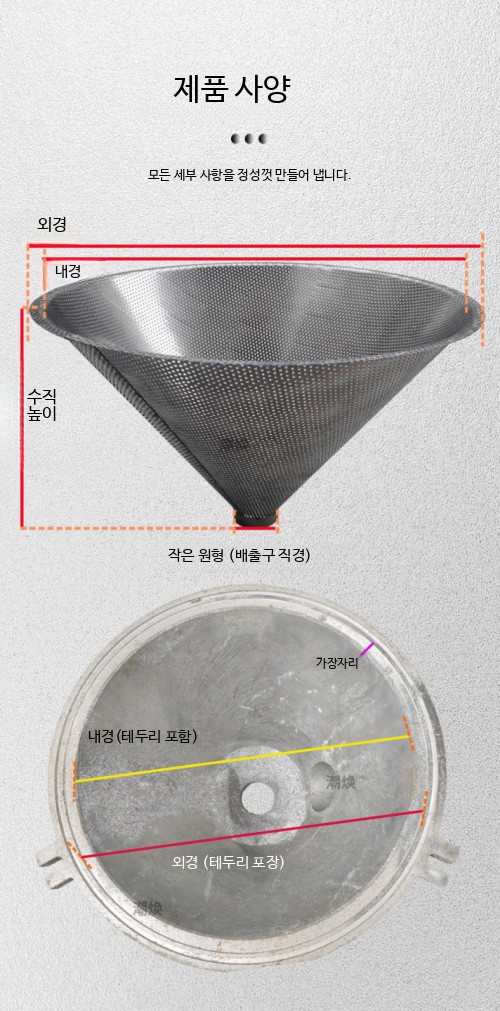 사출건조기망 스테인리스 호파깔때기 건조기망 깔떼기 드라이호퍼 정제형 25kg 상하 스크린 - 상세 이미지 4