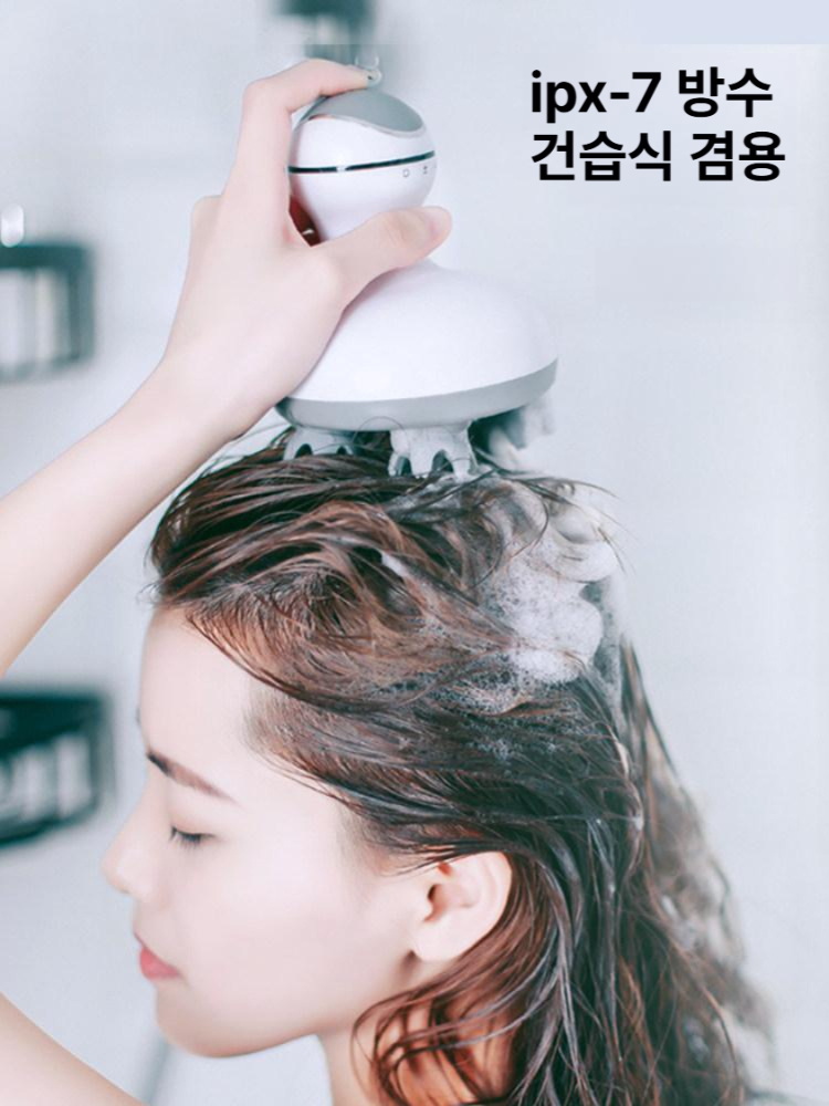 두피마사지기 괄사 두피마사지 1200mAh 4헤드 무선충전식 두피마사지기 - 상세 이미지 3