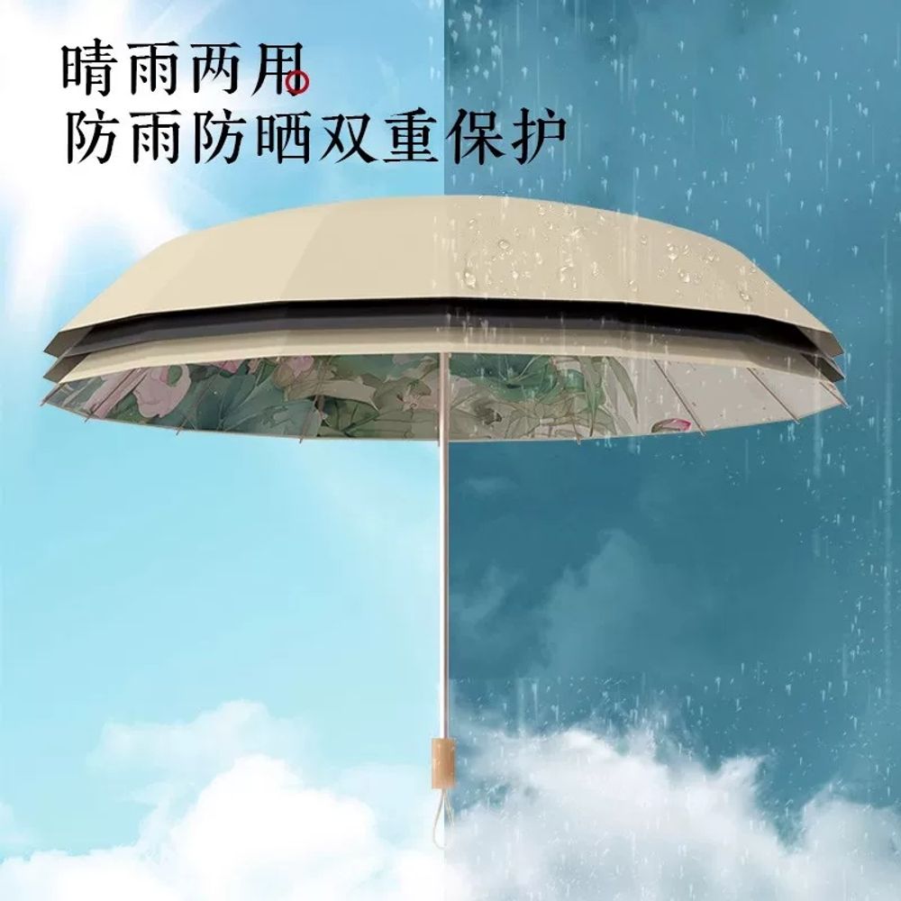 대만양산 우양산 자외선차단 와인 더스티 튼튼한 여행용 레드 러브 벚꽃 웜 A. 진흙 와인 - 상세 이미지 4