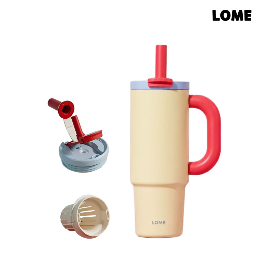 롬므 보온보냉 316 스텐 세라믹 3in1 텀블러 960ml, 옐로우 - 상세 이미지 4