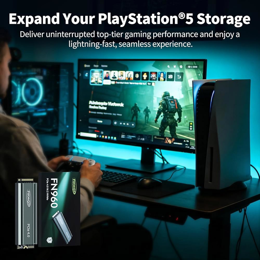 Fikwot FN960 1TB M.2 NVMe SSD PCIe Gen4 x4 2280 내장 솔리드 스테이트 드라이브, 히트싱크, 최대 5,000MB/s, 다이내믹 SLC 캐시, - 상세 이미지 2
