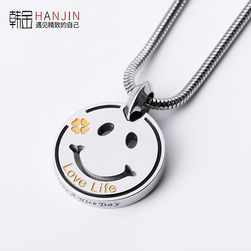 스마일목걸이 스마일 체인 펜던트 남여공용 데일리 목걸이 A - 상세 이미지 2