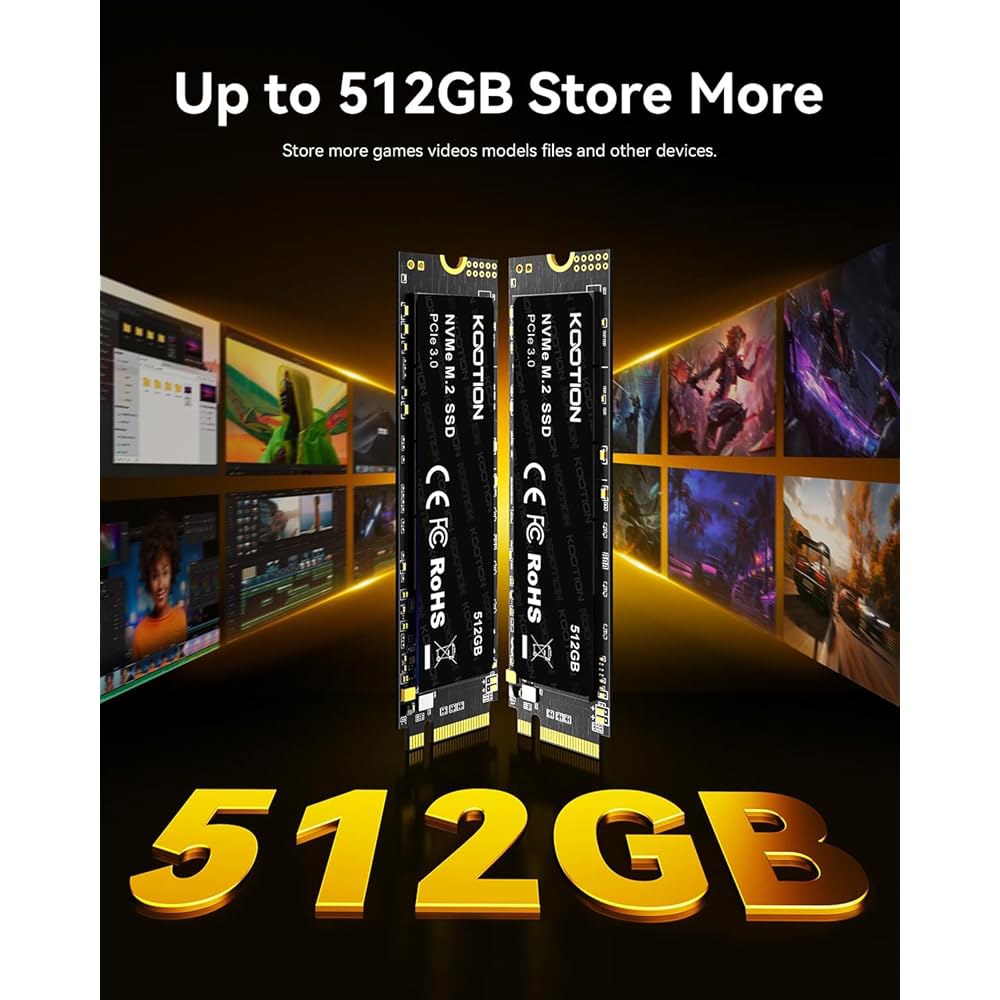 KOOTION 512GB PCIe 3.0 M.2 내장 솔리드 스테이트 드라이브 PCle 3.0x4 SSD NVMe 2280 최대 3500MB /s 3세대 열용량이 적은 대용량 스토 - 상세 이미지 3