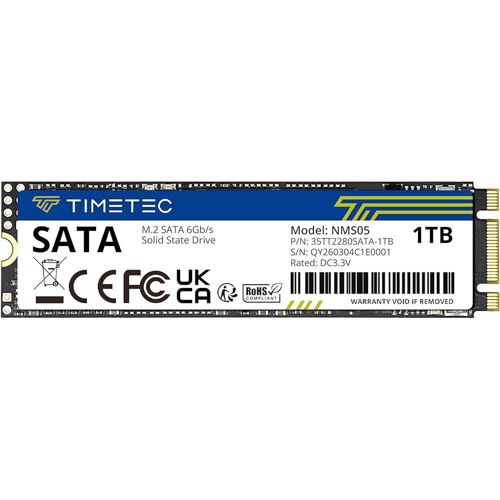 타임텍 1TB SSD 3D NAND SATA III 6Gb /s M.2 2280 NGFF 512TBW 읽기 속도 최대 550MB SLC 캐시 성능 향상 PC 컴퓨터 노트북 및 데스 - 상품 이미지