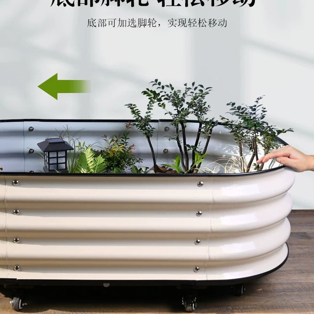 법랑 욕조 화분 대형 가드닝소품 철제 앤틱 화이트 A. 작은 테라리움 60x60x29cm - 상세 이미지 4