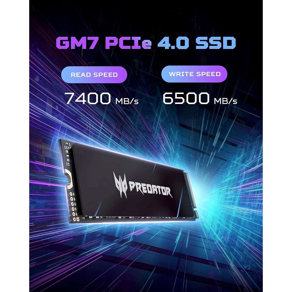 Acer 프레데터 GM7 1TB SSD M.2 2280 PCIe Gen 4 x NVMe 2.0, 읽기 속도 최대 7400MB/s, 노트북, 데스크탑 및 PS5용 내장 PC 솔리드 - 상세 이미지 3