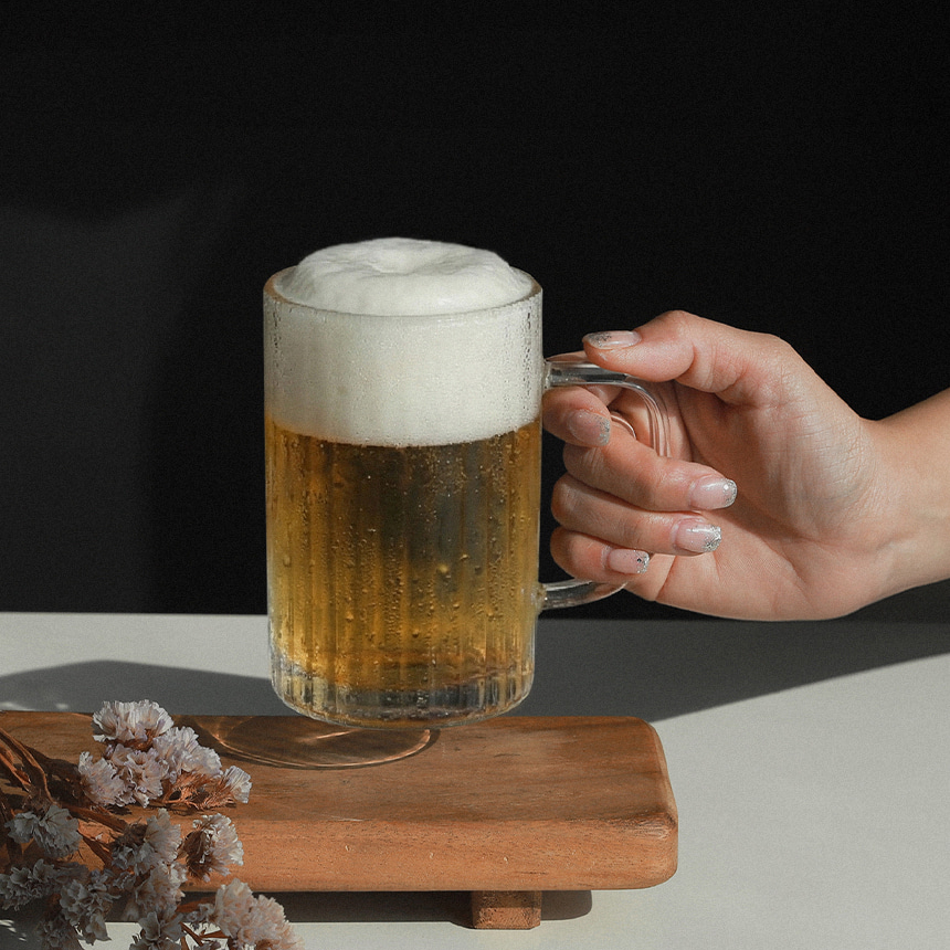 라인 내열 유리컵 손잡이 머그 아이스 커피 라떼 맥주 얼음 유리잔 빈티지 이중 홈카페 카페 이미지 7