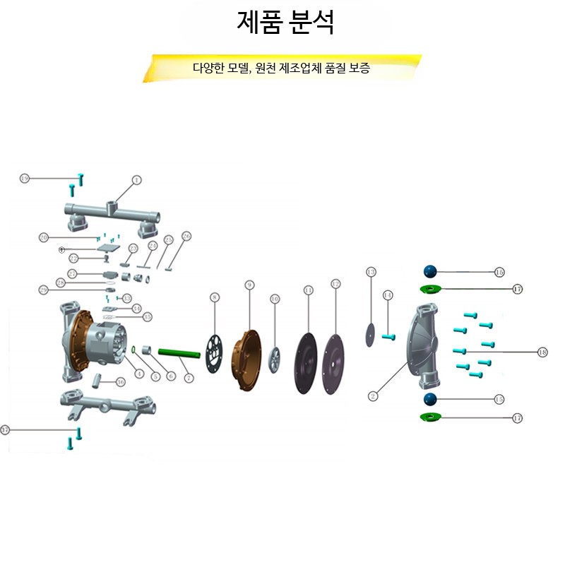 에어 다이아프램펌프 도장 순환 합금 내식성 알루미늄 QBY-15 알루미늄+니트릴 이미지 6