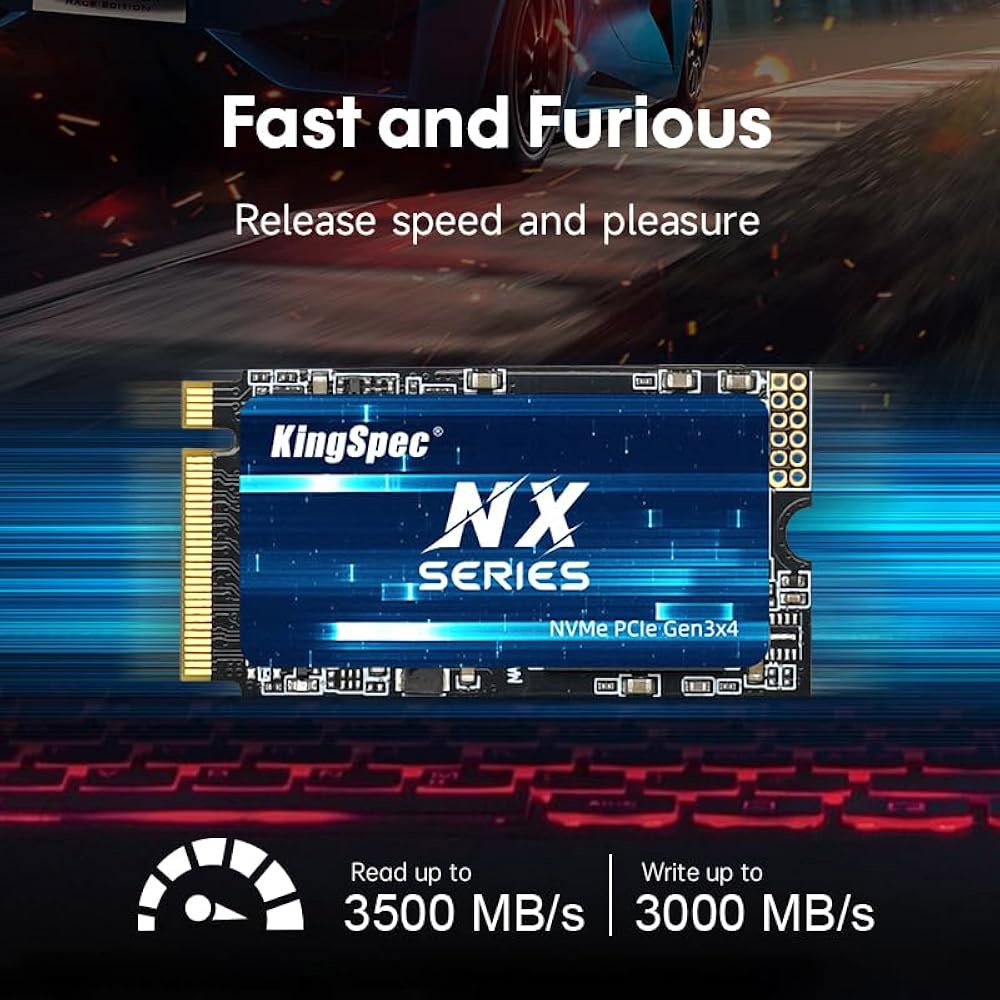KingSpec 1TB M.2 2242 NVMe SSD - 최대 3500MB/s 읽기 속도, 3D NAND 플래시가 탑재된 PCIe 3.0 SSD, PC, 노트북 및 데스크톱과 - 상세 이미지 2