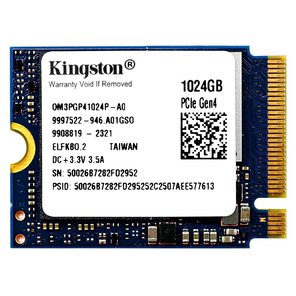 킹스턴 1TB M.2 2230 PCIe Gen 4.0x4 NVMe SSD TLC NAND(R /W 속도 최대 4,540 / 4,230MB/s) OM3PGP41024P-A0, 스팀 - 상품 이미지