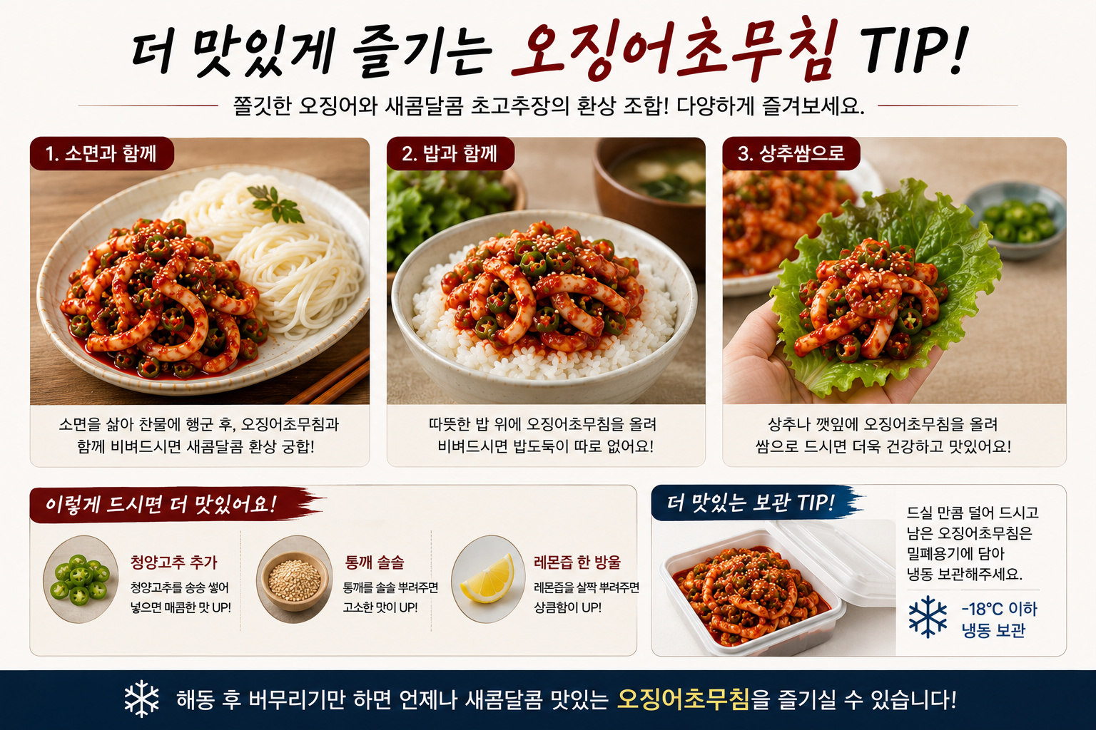 구룡포 가공 반고개 오징어초무침 밀키트 370g 2인분 초고추장 야채포함 이미지 7