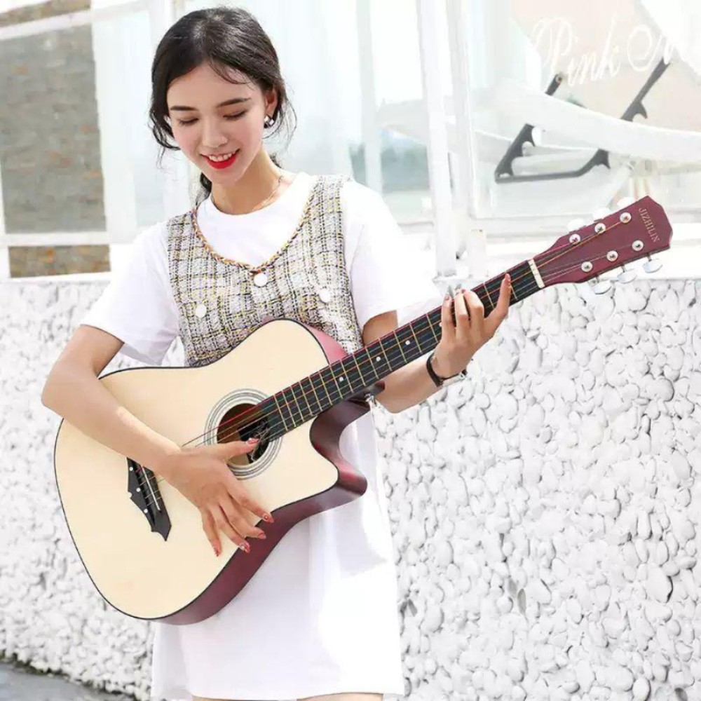 입문용 통기타 학생용 민요 38인치 카본 내추럴 우드 포함 + 포함 + 일렉트릭 박스 모델 - 상품 이미지