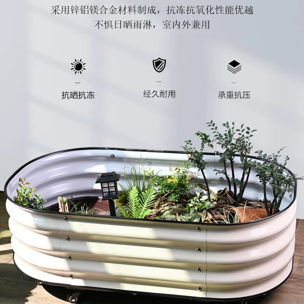 법랑 욕조 화분 대형 가드닝소품 철제 앤틱 화이트 A. 작은 테라리움 60x60x29cm - 상세 이미지 3