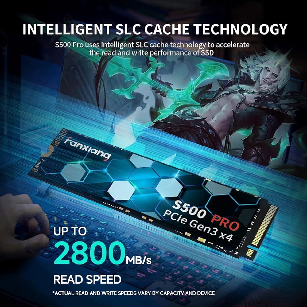 판샹 S500 Pro 256GB NVMe SSD M.2 PCIe 3.0, 3x4 2280 세대 내장 솔리드 스테이트 드라이브, SLC 캐시 3D NAND TLC, 최대 3000MB - 상세 이미지 2