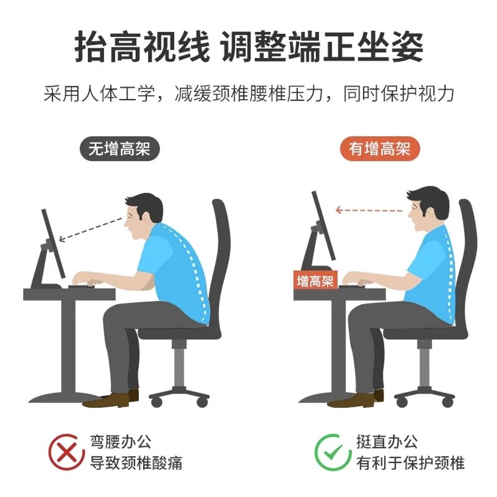 컴퓨터 코너 모니터 사무실 듀얼 선반 받침대 우드 A. 단층 브러싱 화이트 오크 60cm - 상세 이미지 2