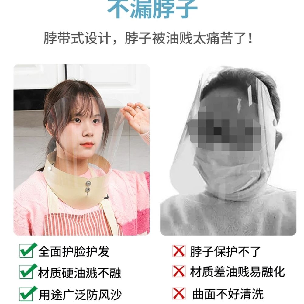 안면보호 기름막이 페이스쉴드 요리용 가림막 라이트블루 반투명 B. 오렌지 - 상세 이미지 2