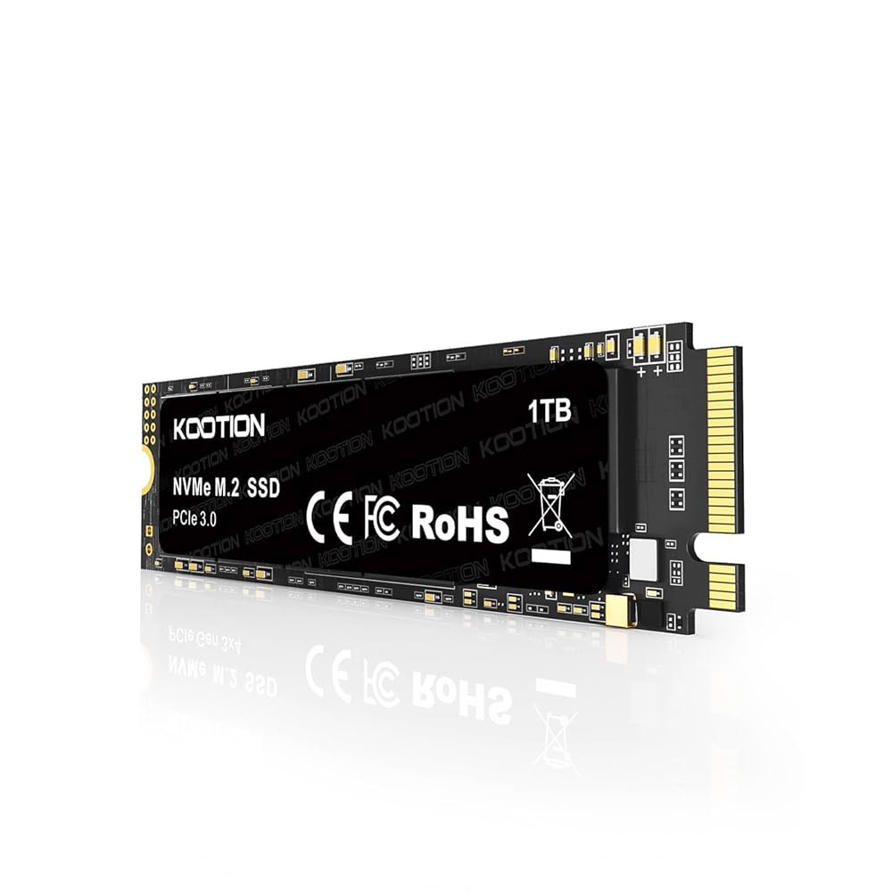 KOOTION 1TB NVMe 내부 SSD PCIe 3.0, M.2 2280 3세대 솔리드 스테이트 드라이브 최대 3500MB/s, PC/노트북의 발열 감소 - 상품 이미지