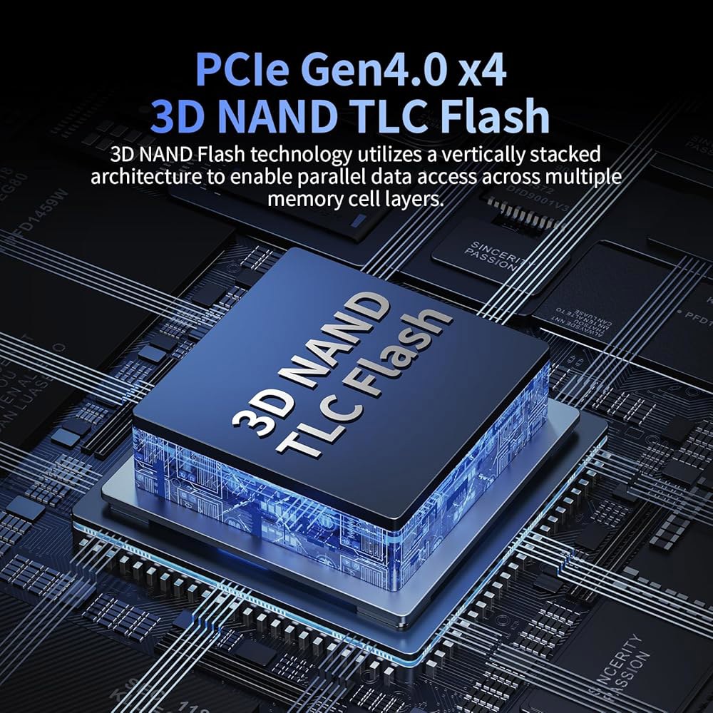 Ediloca 1TB SSD NVMe M.2 2280 PCIe Gen4 x4 내장 솔리드 스테이트 드라이브 - 최대 5000MB/s, PS5 다이내믹 SLC 캐시, 게임용 PC - 상세 이미지 3