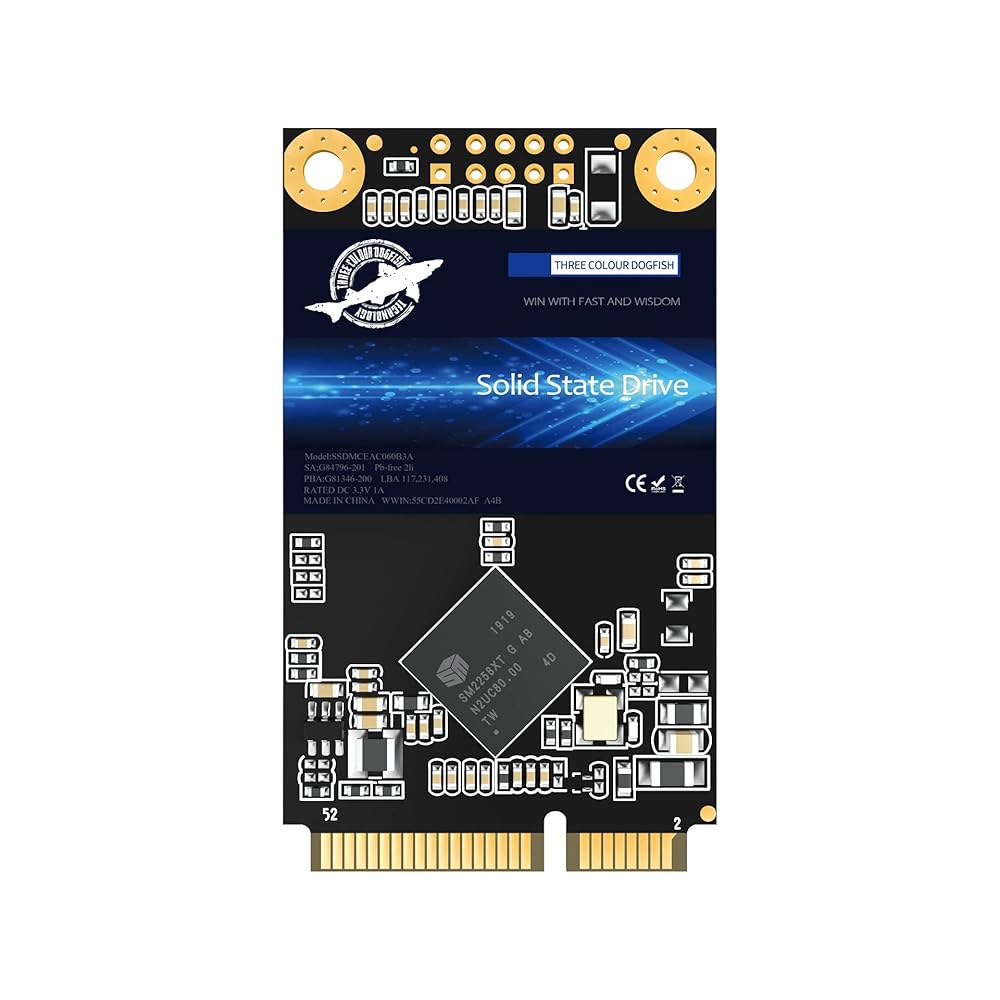 SSD mSATA 64GB 도그피쉬 내장 솔리드 스테이트 드라이브 고성능 하드 데스크탑 노트북 SATA III 6Gb /s 미니 SSD(64GB Msata) - 상품 이미지