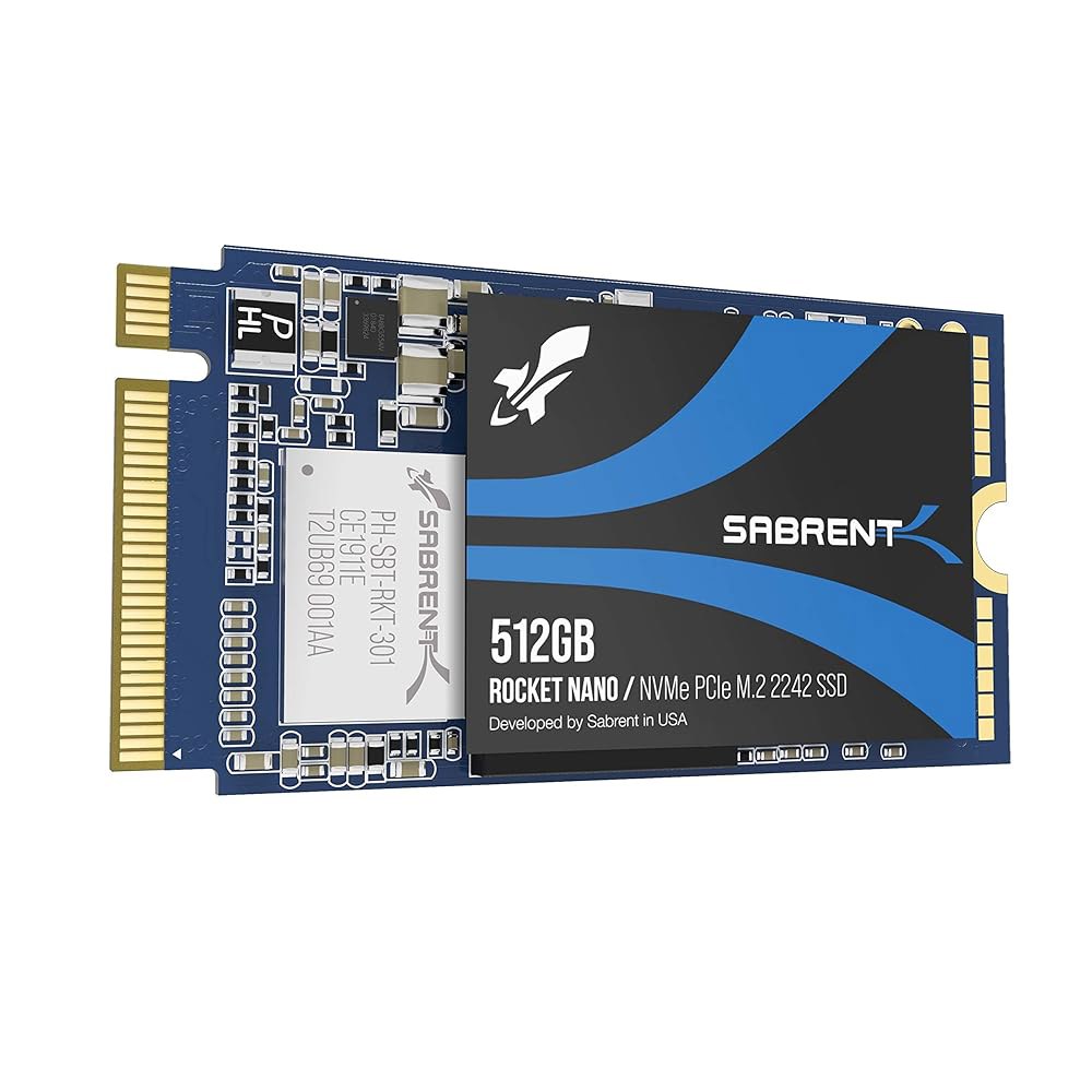 SABRENT 512GB 로켓 NVMe PCIe M.2 2242 DRAM 없는 저전력 내장 고성능 SSD (SB-1342-512) - 상품 이미지