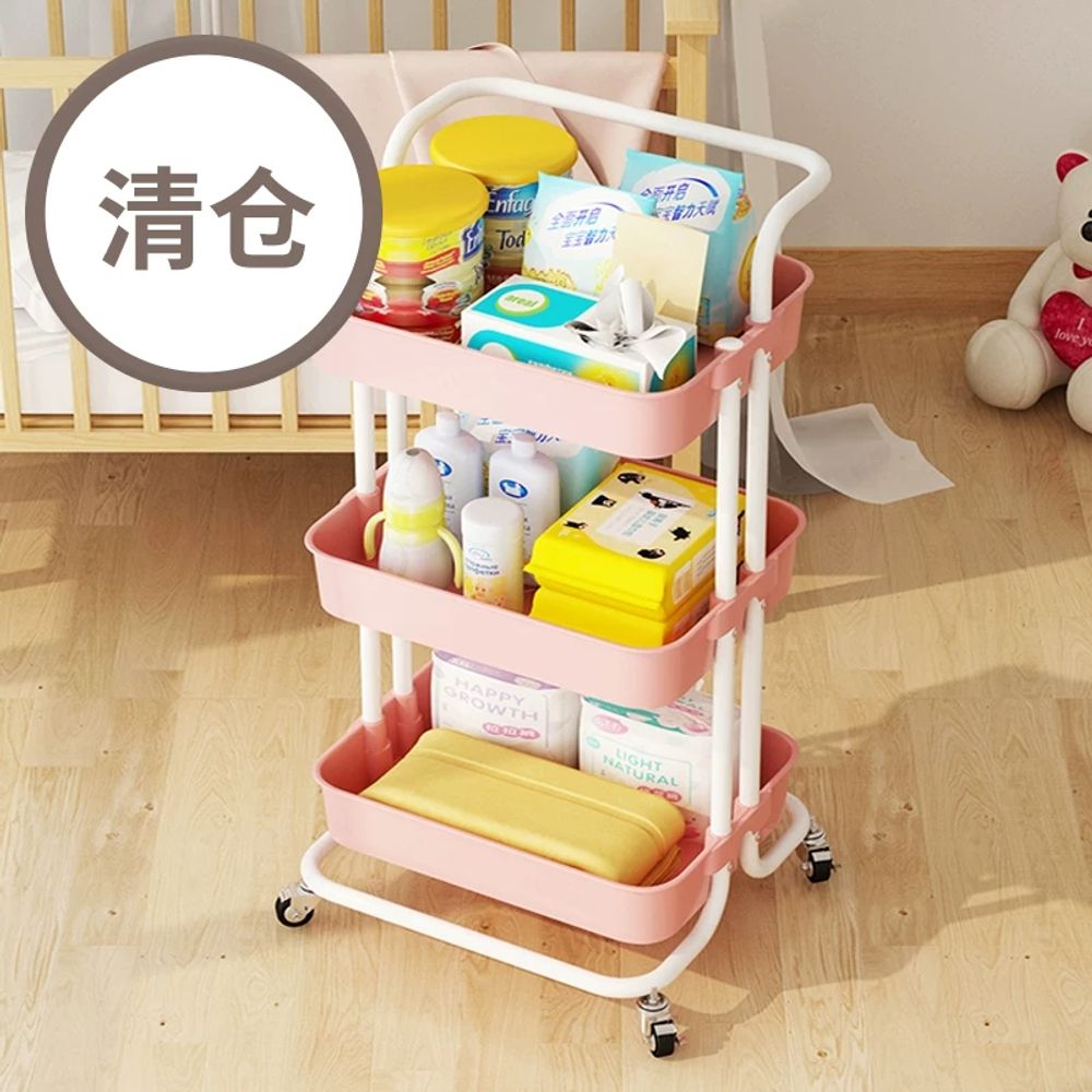선반 냉장고틈새장 슬라이딩 냉장고장 서랍장 냉장고옆수납장 부엌 좁은 팬트리 A. 핑크 카트 - 상세 이미지 3