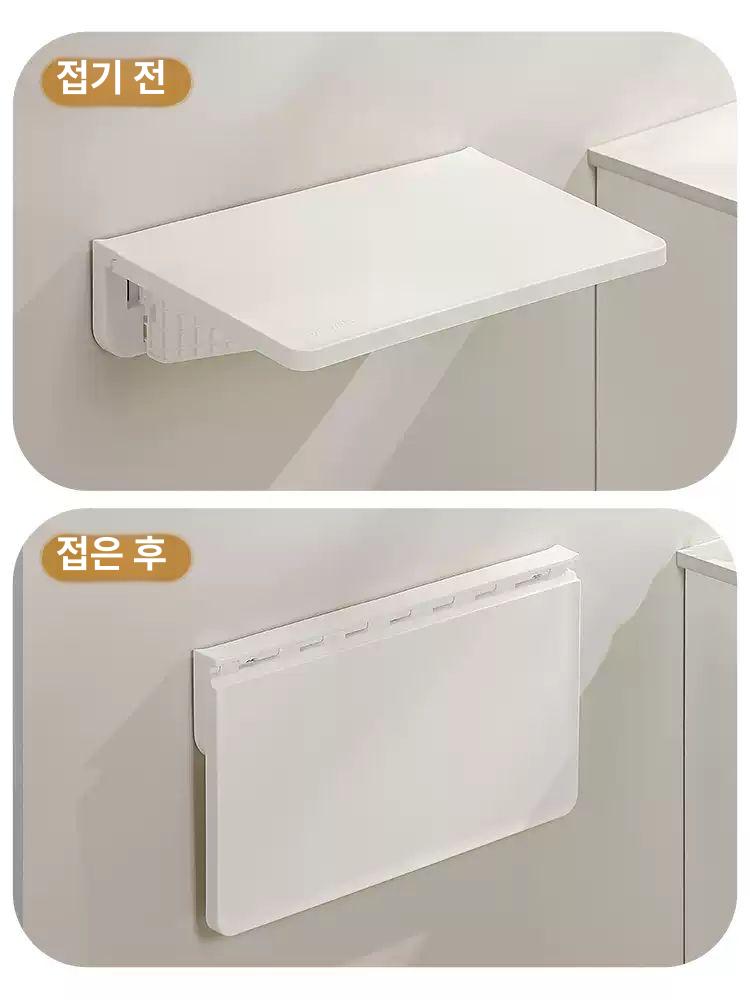욕실 접이식 수건걸이 무타공 타월걸이 선반 수납 행거 벽걸이 세트 1개 - 상세 이미지 3