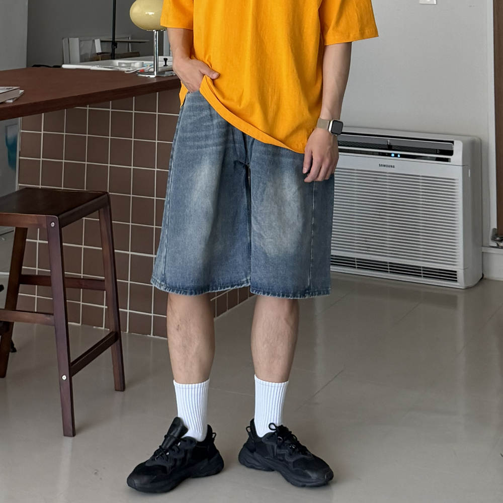 남자 여름 청바지 여름 버뮤다 팬츠 데님 청 반바지 남성 쇼츠 - 상품 이미지