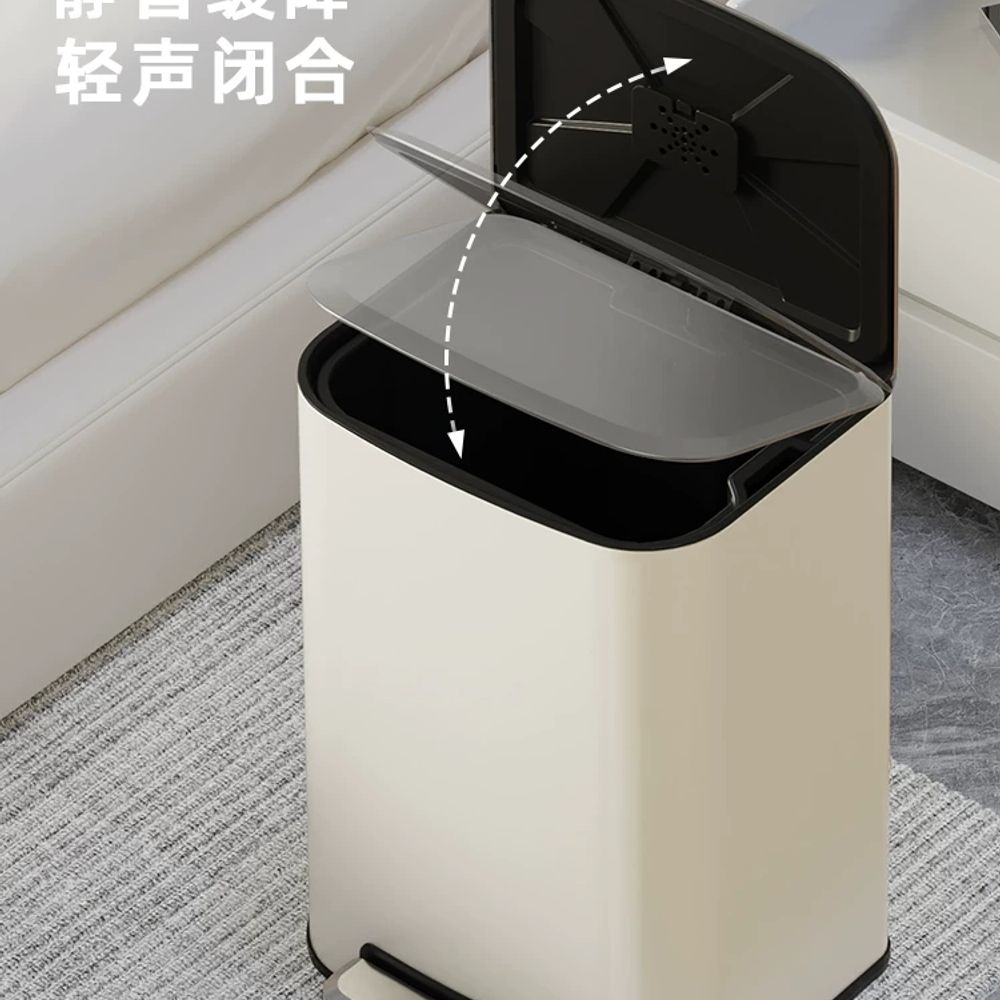 대용량 쓰레기통 휴지통 뉴 60L 스페이스실버 가정용 업소용 스테인레스 A. 9L 흰색은색 - 상세 이미지 4