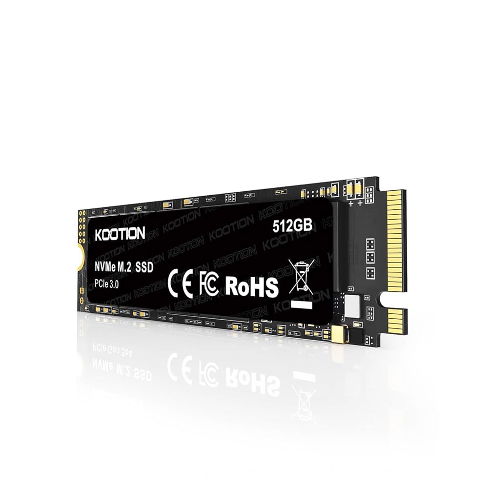 KOOTION 512GB PCIe 3.0 M.2 내장 솔리드 스테이트 드라이브 PCle 3.0x4 SSD NVMe 2280 최대 3500MB /s 3세대 열용량이 적은 대용량 스토 - 상품 이미지