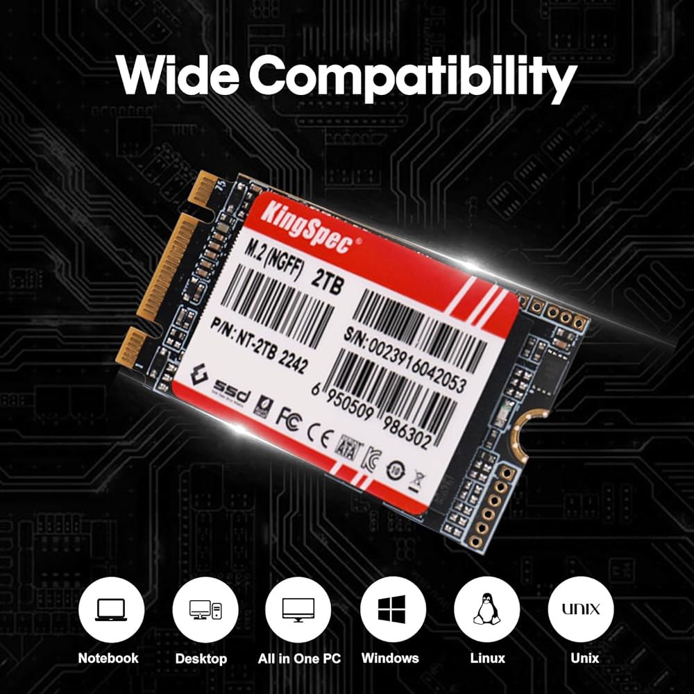 KingSpec 512GB M.2 SATA 2242 SSD, NVMe 슬롯용이 아님, 노트북/데스크탑용 업그레이드, III 6Gb/s, B+M 키, 최대 550MB/s 128GB - 상세 이미지 3