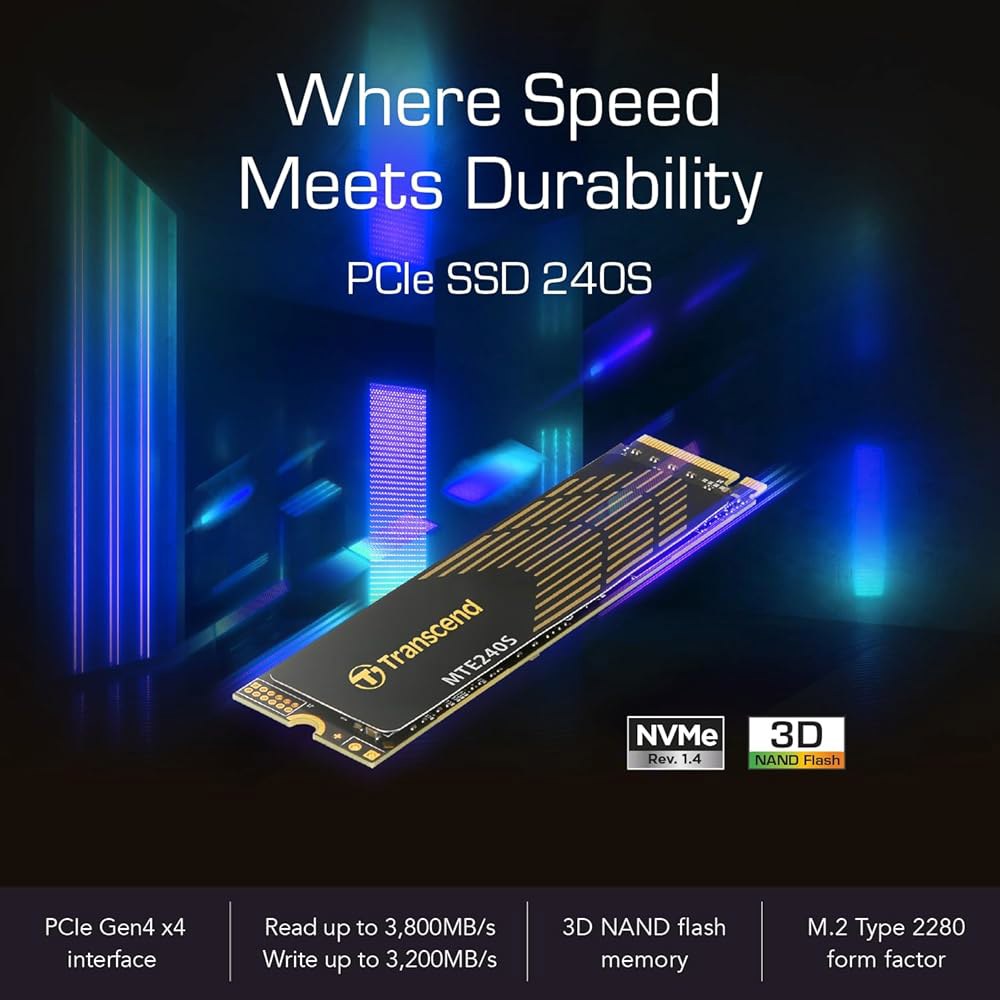 TS1TMTE240S 1TB M.2 PCIe Gen4x4 NVMe MTE240S 내장 게이밍 솔리드 스테이트 드라이브, 최대 3,800MB/s의 속도 제공 1TB MTE245S - 상세 이미지 3