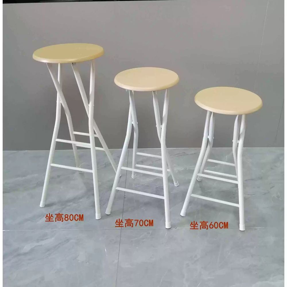 접이식 높은의자 카운터 소프트패드 간이 바의자 바체어 스툴 라운지 A. 70cm 흰색 나무 - 상세 이미지 3