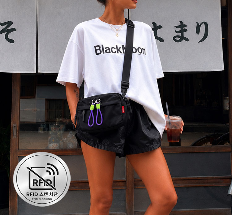 수납 여행용 크로스백 가벼운가방 RFID차단 보부상 유럽여행 슬링백 핸드폰 나일론 미니백 상품 이미지