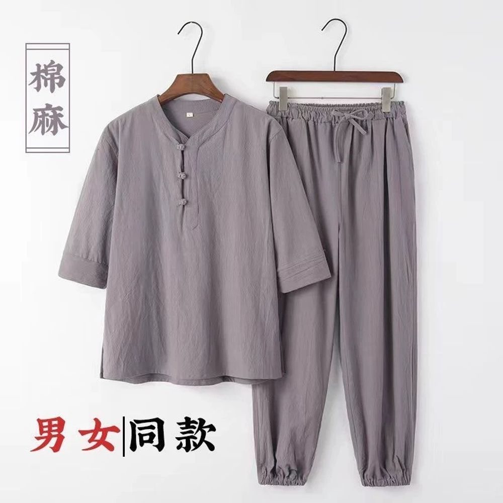 삼베옷 여름 삼배 남성 한복 세트 린넨 절복 생활 정장 개량 A. M, H. 비누색 - 상품 이미지