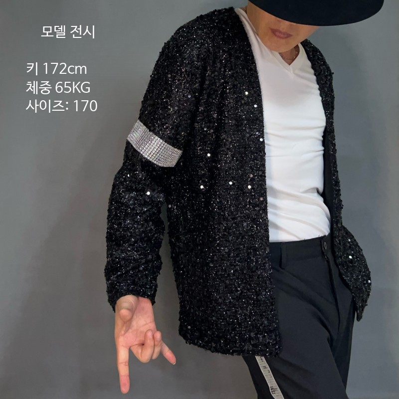 마이클 잭슨 공연 의상 MJ 댄스복 아동 성인 빌리진 빌리진 자켓 세트 185 성인 이미지 6