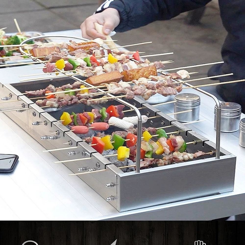 자동 양꼬치 기계 스틸 표준 꼬치 바베큐 그릴 자동회전 접이식 불판 A. 대나무 꼬치 - 상세 이미지 2